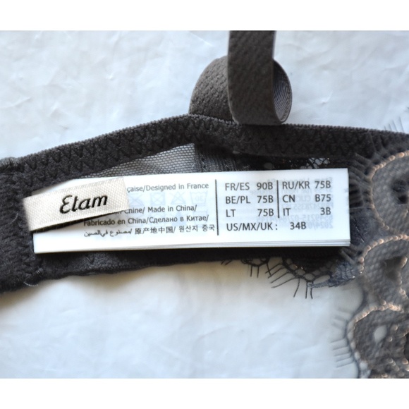 ETAM NWT POETIQUE METALLIC GREY UNDERWIRE PLUNGE PUSH-UP BRA. SIZE 34B - Picture 8 of 11